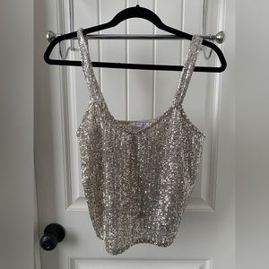 Zara silver sequin tank top Small
